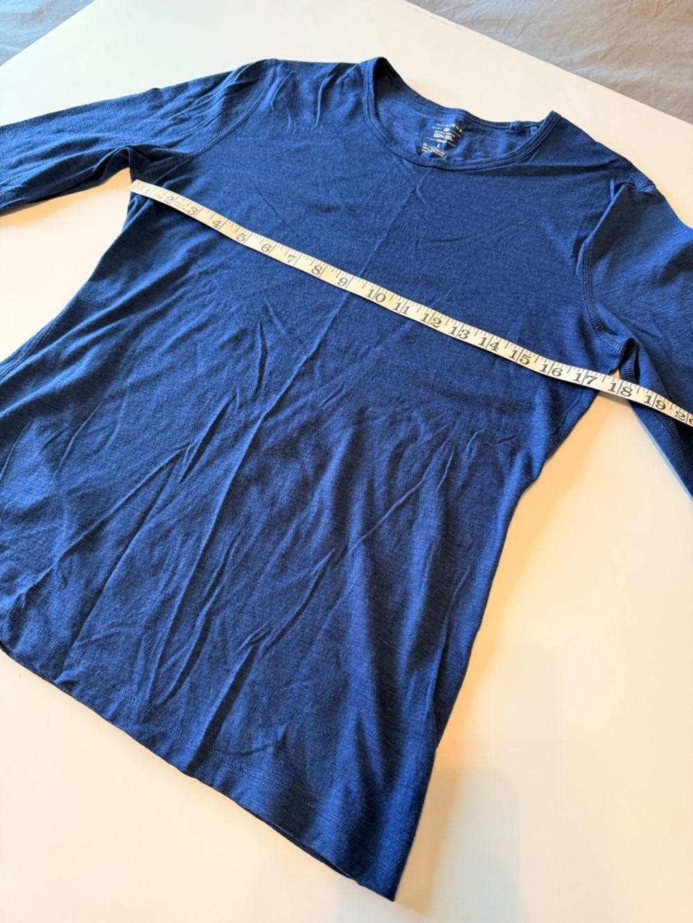 Menique 100% merino Wool Thermal long sleeve tshirt, blue, size L - Picture 4 of 9
